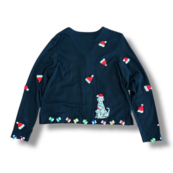 Vintage Christine Rotelli Holiday‎ Cardigan Sweater S Dog Santa Ugly Christmas - Picture 6 of 10